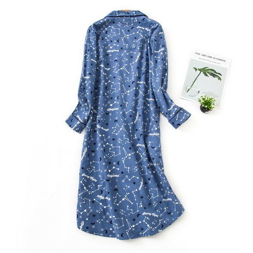 Damen Langarm Baumwolle Flanell Nachtkleid/Nachtwäsche/Schlafkleid/Nachthemd - Bild 26 von 50