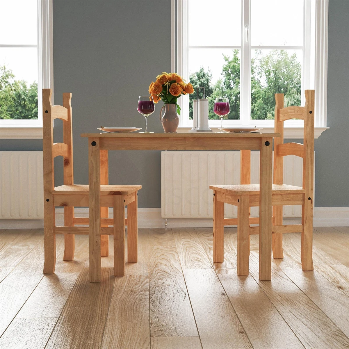 Mexican pine dining table deals and 6 chairs