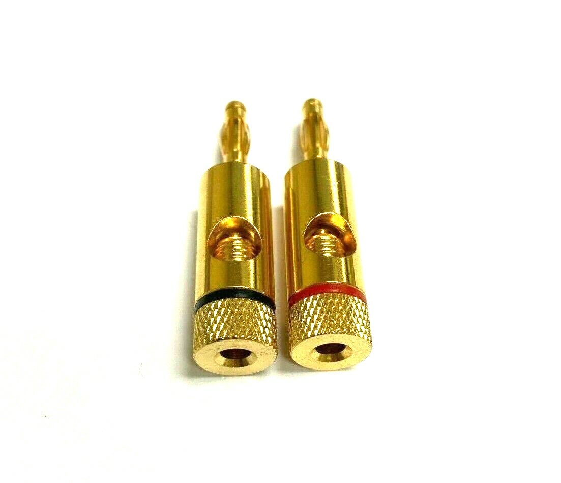 4pc Screw On Audio Gold Plated 18- 8GA Wire Connector Banana Plug