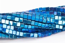1MM Blue Hematite Cube Beads Grade AAA Gemstone Loose Beads 15.5"