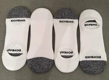 Bombas 4-Pack Ankle Socks White/Grey Unisex No Show Socks Size Large NWOT
