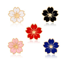 Flower pin badge, sakura flower enamel badge, floral lapel pin, floral badge x 1