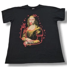 Brisco Brands Shirt Size Large Mona Lisa Graffiti T-Shirt Graphic Print T-Shirt 