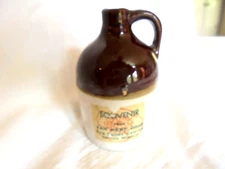 Vintage Van Wert Ohio Peony Center Souvenir Brown & White Stoneware Mini Jug