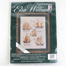Elsa Williams Historic Voyagers Counted Cross Stitch Kit #02105 Ships Boat Linen