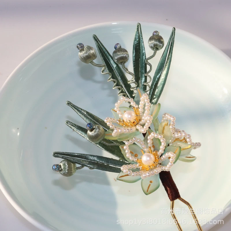 Horquilla flor melocotón accesorios Hanfu estilo antiguo accesorios para el cabello tocado Foto 2 de 4