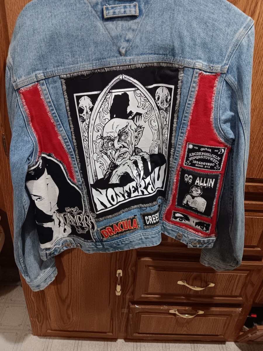 Womans punk rock jacket Hand Stitched GG Allin Vampira Dracula And