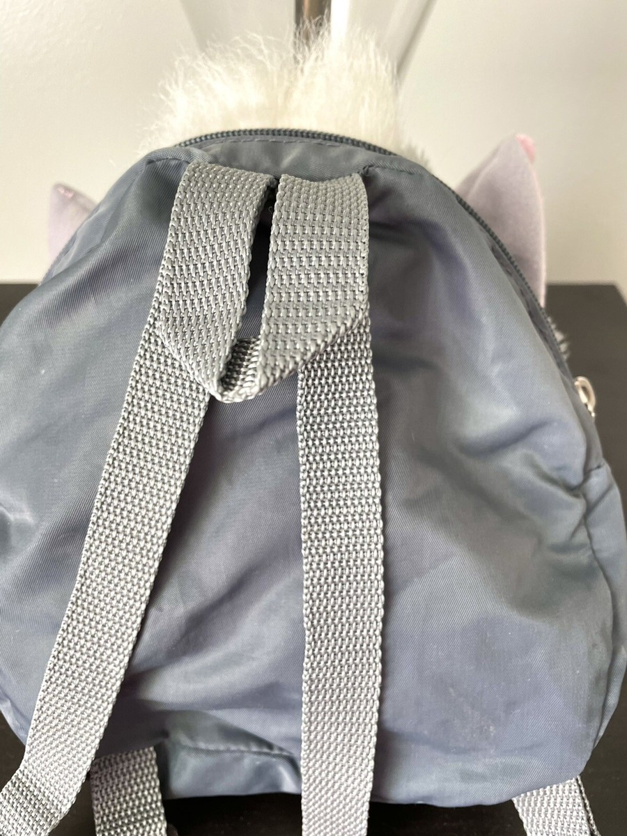 Vintage Furby Rare Grey & White Plush Backpack Adjustable Straps