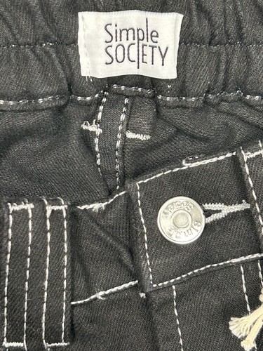 Simple Society Girls Cargo Pants 00/23 Straight Black High Rise Hip Hop Gothic - Picture 7 of 10