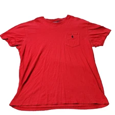 Vintage Polo Ralph Lauren Shirt Mens M Medium Cotton Red Pocket   Short Sleeve