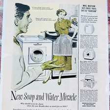 1949 Bendix Home Laundry - Smiling Housewife - Washer - Original Retro PRINT AD
