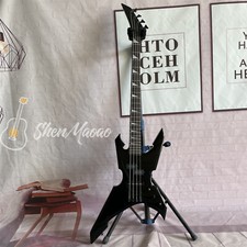 Special Shape 4 String Electric Bass Guitar Black Part Basswood Body Maple Neck