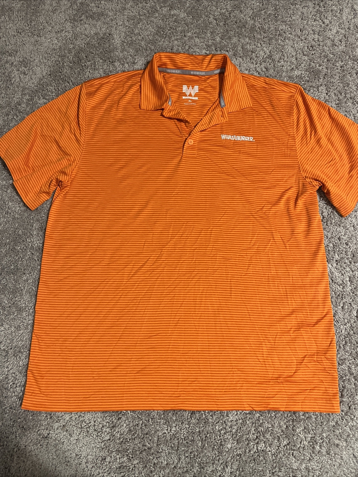 Whataburger Employee Uniform Mens Size XL Striped Ora… Gem