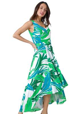 Sleeveless Palm Print High Low Maxi Dress For Women UK - Ladies Roman  Originals | eBay