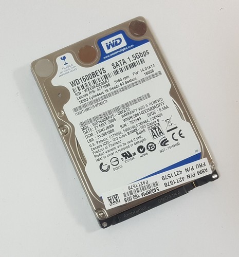 160GB Western Digital WD1600BEVS-08VAT2 Blue SATA 2,5" Notebook Festplatte