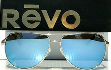 NEW Revo RELAY 59mm Aviator Gold POLARIZED Blue Womens Sunglass 1014 04 BL