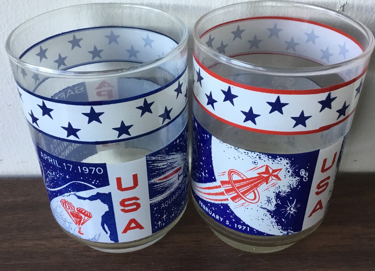2 Apollo 13 And 14 Glass SAFE RETURN APRIL 17 1970 Apollo Glasses