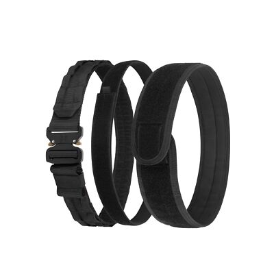 ULIONTAC 3 Layer Tactical Belt 1.75 inch - Quick Release Padded Molle System for Men 1000D Nylon Webbing Alloy Buckle Utility (BK,M