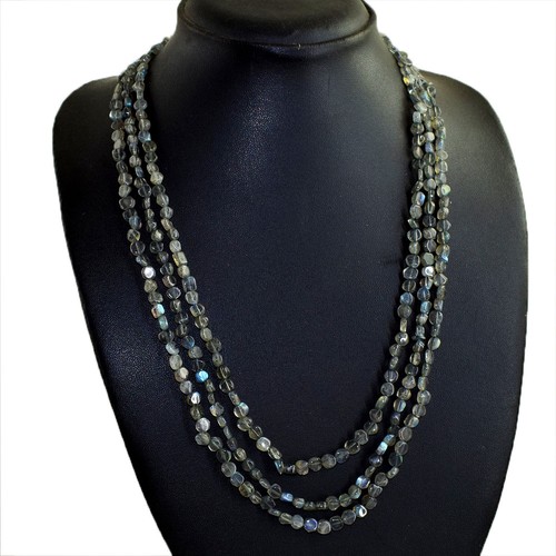 105.00 Cts Untreated Blue Flash Labradorite Beads Single Strand Necklace (DG) - Foto 5