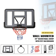 44" Wall Mount Basketball Hoop with PET Backboard Iron Rim Combo Indoor&Outdoor