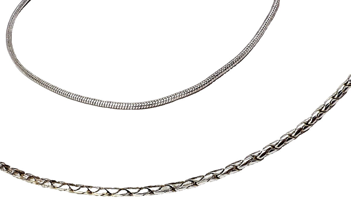 Two Vintage Silver Tone Layering Snake Chain Necklaces | eBay