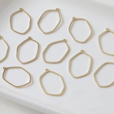 10pcs Gold Hollow out Oval Charm,Geometry Irregular Oval Ring Pendant