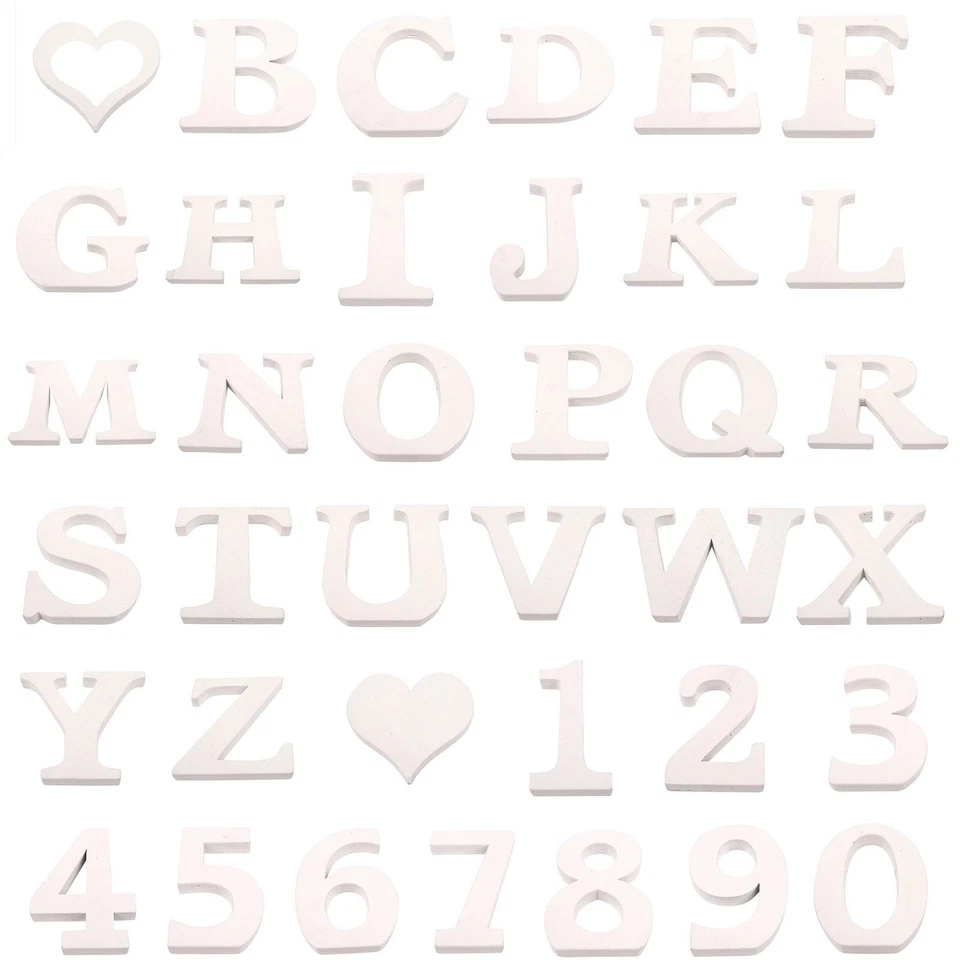8cm White Painted Wooden Numbers and Alphabets - Wooden Letters Home Craft
