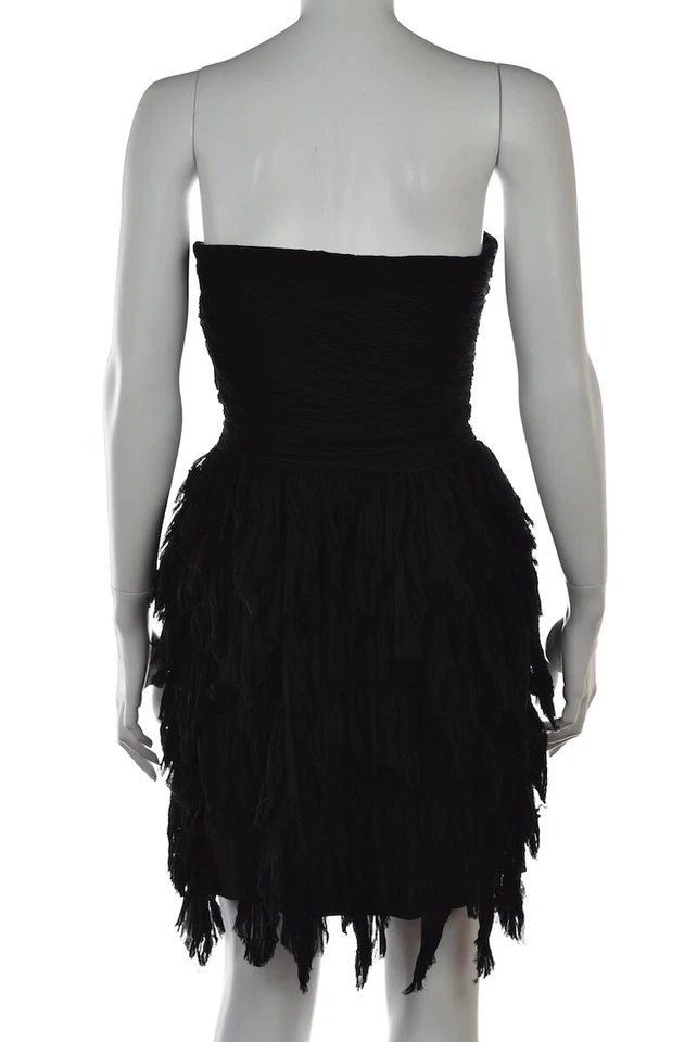 Vestido para mujer Elizabeth + James talla 6 negro liso funda sin tirantes corto seda Foto 2 de 4