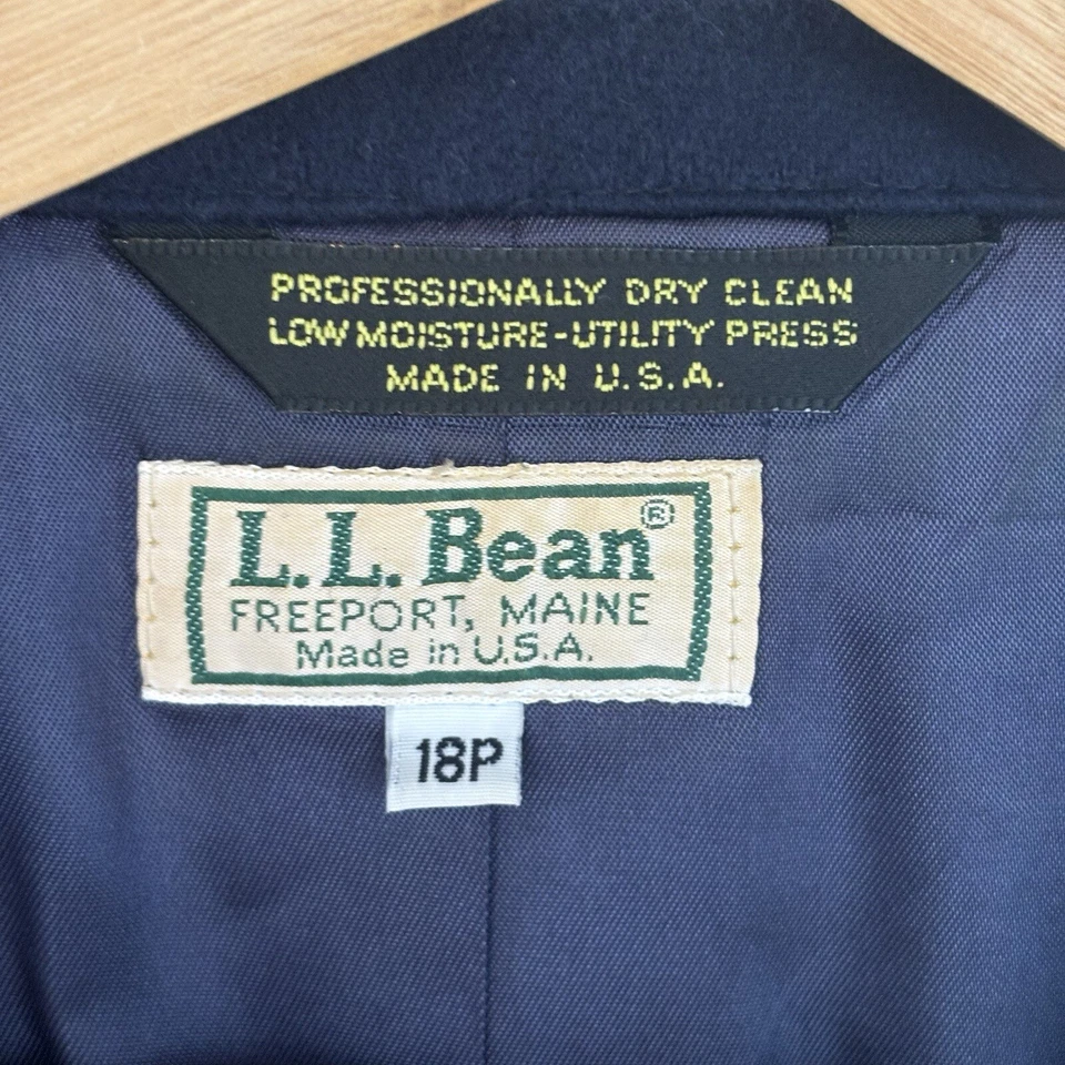 Chaqueta Blazer De Colección LL Bean Azul Lana Cachemira Clásica 1 Botón Hecha en EE. UU. Mujeres 18P Foto 3 de 4