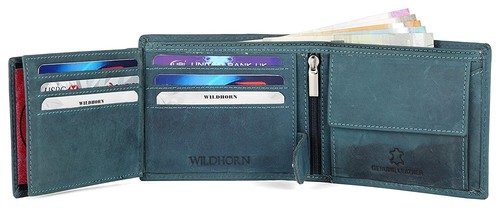 Brandneu Rfid Geschützt Blau Hunter Leder Schmal Leicht Etui für Männer - Bild 5 von 9