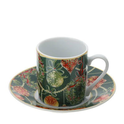 Hervit Set Tazzine Caffè Con Vassoio Tete A Tete In Porcellana, Motivo Floreale, Stile Shabby Chic