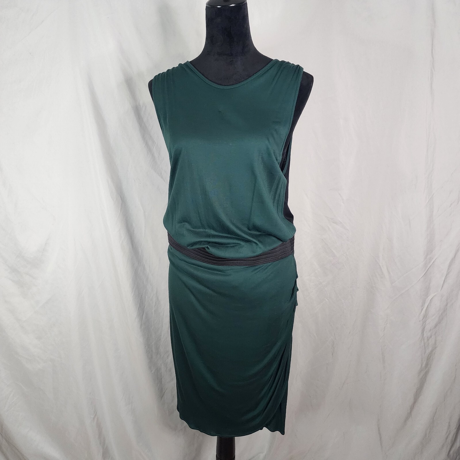 New!!! MANGO Size 10 Lightweight Viscose Blouson Tulip Hem Shirred Lined Dress thumbnail 2