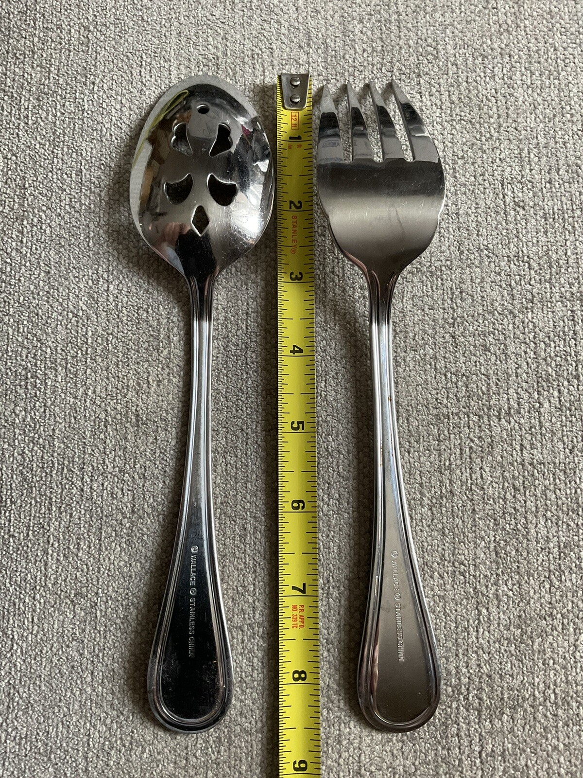 Wallace Slotted Serving Spoon & Fork Royal Thread 8.5” See Pics Replacement