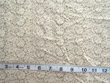 1 yd 100 Lightweight Cotton Fabric Brown Outlined Cream Flowers All Over