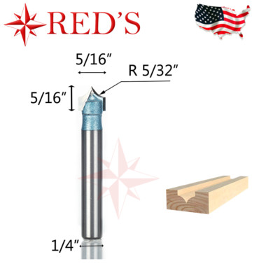 Tideway Carbide Industrial LC04050504 R5/32 Radius Carving 1/4'' shank router bit