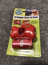 Petking Dog Waste Clean-Up Bags With Leash Attachment, 20 Bags-Red.