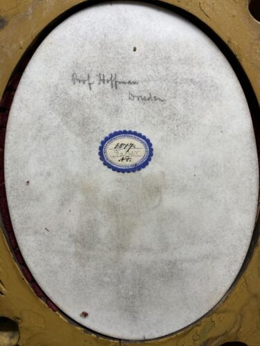1824 Heinrich Hoffman “Jesus Knabe”Painting On Porcelain In Gilt carved Frame - Picture 4 of 10
