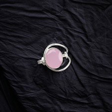 Rose Chalcedony Gemstone Oval 925 Sterling Silver Handmade Jewelry Ring Gift