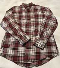 IZOD Mens Biking Red Plaid Long Sleeve Button-Down Flannel Shirt M