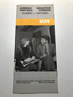 VIA Quebec - Ontario Corridor Fahrplan 1983 Canadian Train Fahrplan [Kanada]