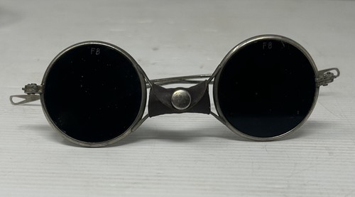 Antique 1800S Medical Blackout Sunglasses With Leather Wrap Bridge Of Nose Rare - Picture 2 of 5