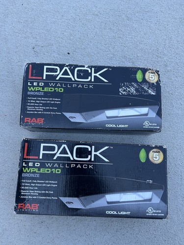 Lot Of 2 RAB WPLED10 Wallpack 10W LED Lamp, White Light 120V-240V Bronze Finish
