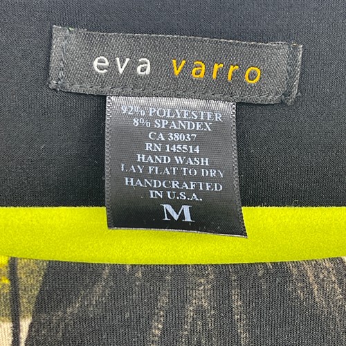 EVA VARRO Yellow Green Tunic Top Tank Abstract Art Layers Stretch Womens M - Picture 5 of 10