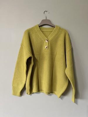 100% Yak Wolle Pullover senfgrün Brustweite 136 cm Länge 61 cm Oversize XL
