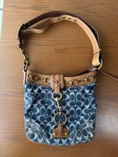 Coach Denim Signature Shoulder Bag Limited Edition Rare Auth