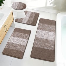 Bsmathom Bathroom Rugs Sets 4 Piece with Toilet Lid Cover, Non-Slip Bathroom ...