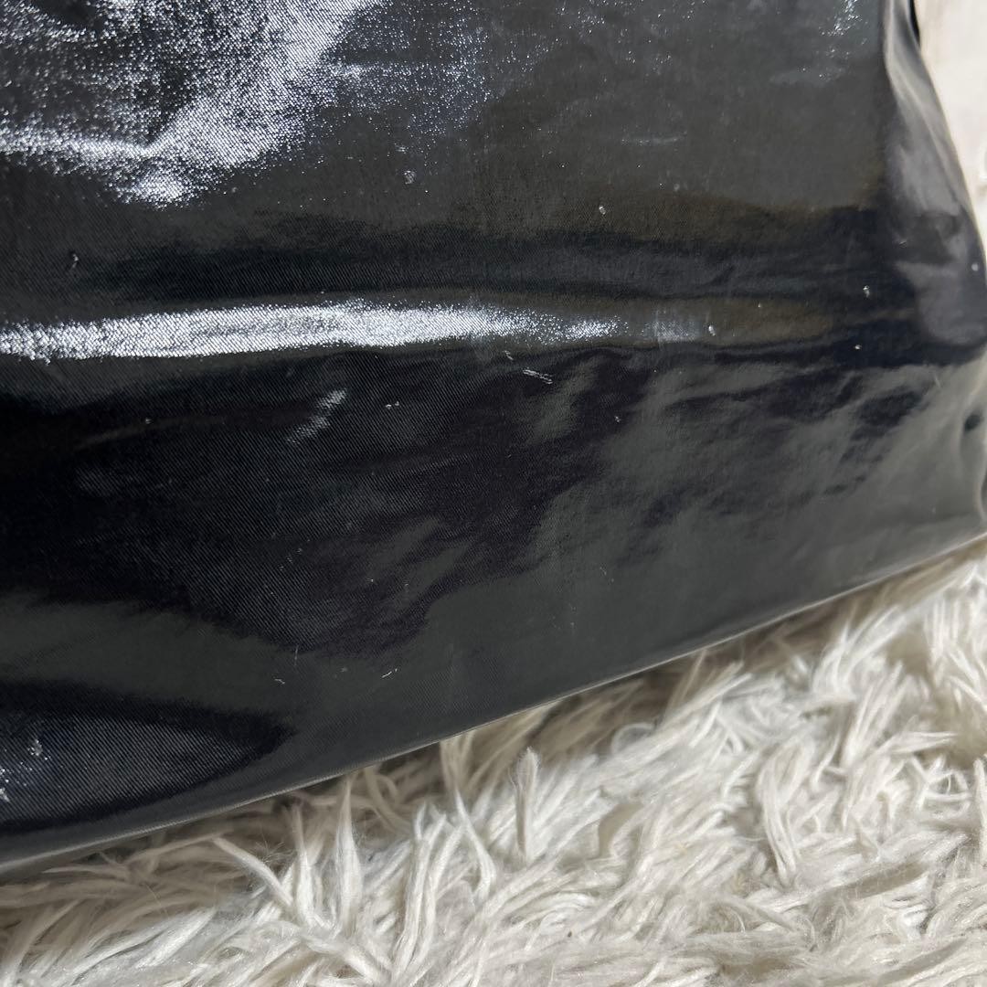 GUCCI Logo Print Large Tote Bag Black Coated Canvas Shopper Auth from Japan thumbnail 11