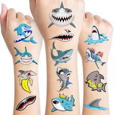 60 PCS Shark Pre-Cut Temporary Tattoos Sticker Sea Animal Fish under the Sea Oce