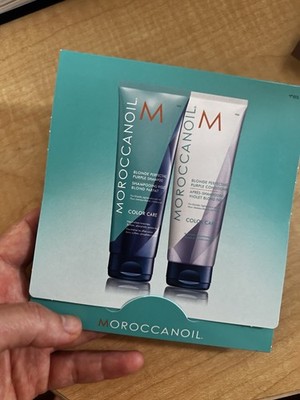 Moroccanoil BLONDE PERFECTING Purple Shampoo & Conditioner  Pack ~0.35oz/10ml ea