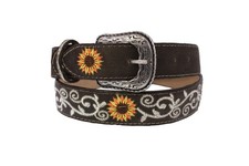 Kids Brown Western Belt Cowboy Dress Leather Floral Embroidery Cinto Rancho